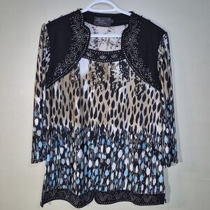 Y2k Inspired Animal Print Tunic Rhinestone Accents Leopard/abstract Print Xxl
